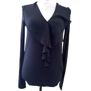 Elegant Black Long Sleeve Top. Size M